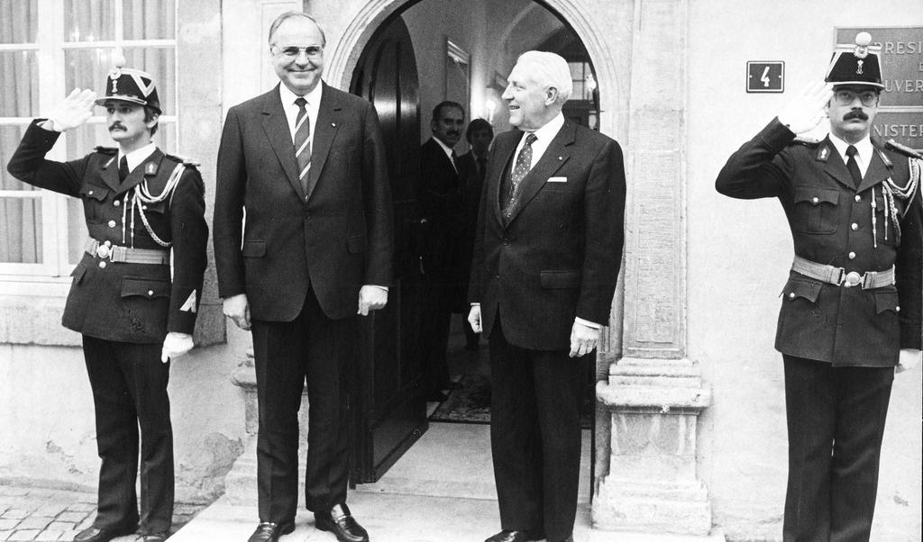 Pierre Werner et Helmut Kohl (Luxembourg, 5 novembre 1982)