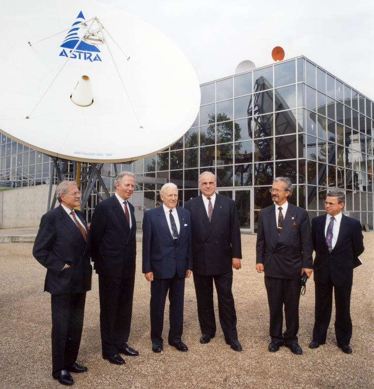 Pierre Werner, Jacques Santer et Helmut Kohl (Betzdorf, septembre 1992)