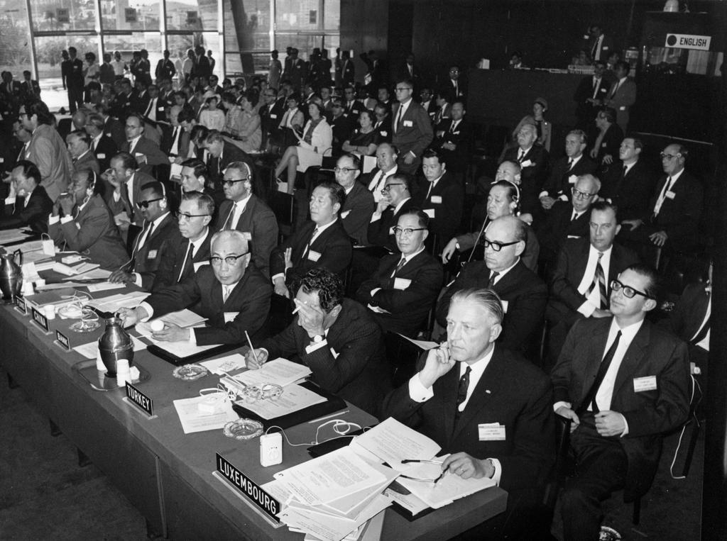 Pierre Werner lors de la réunion annuelle des gouverneurs du FMI (Rio de Janeiro, 25 septembre 1967)