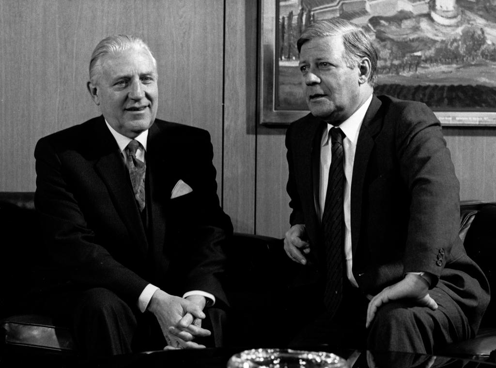Pierre Werner et Helmut Schmidt (Bonn, 28 novembre 1980)