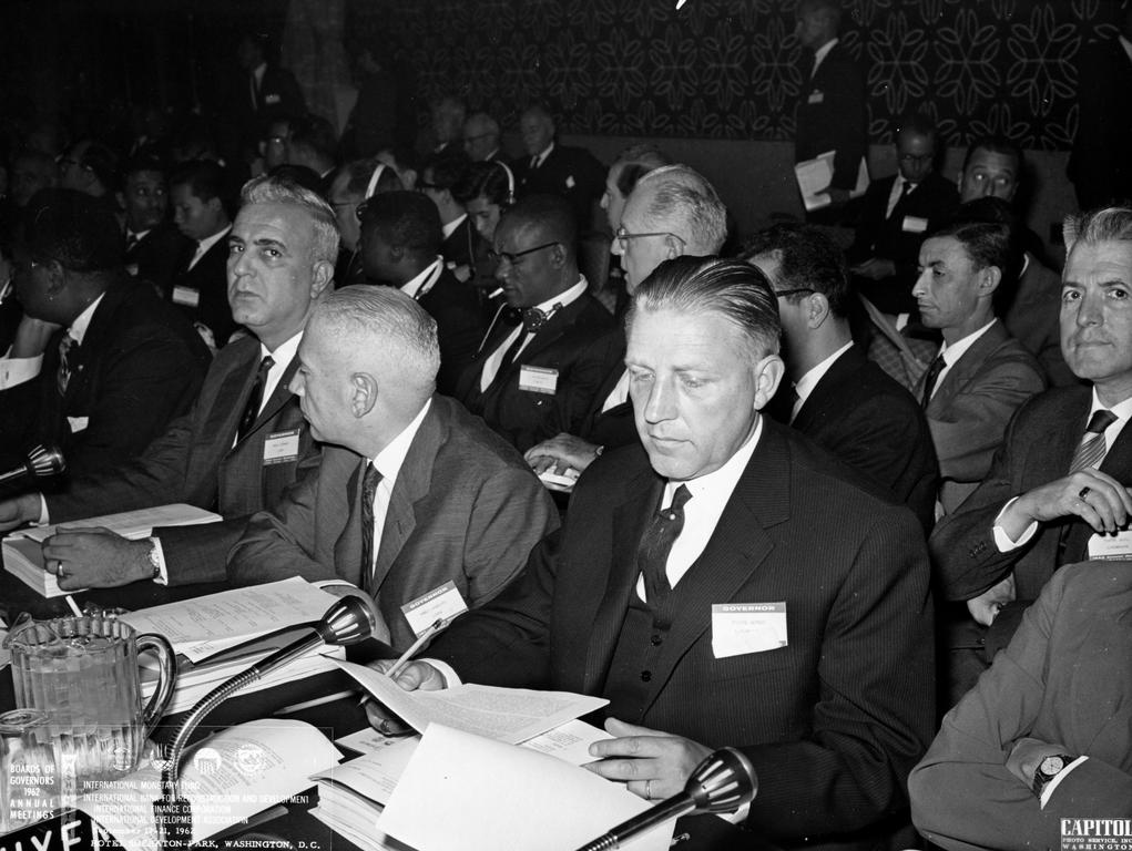 Pierre Werner lors de la réunion annuelle des gouverneurs du FMI (Washington, 17 septembre 1962)