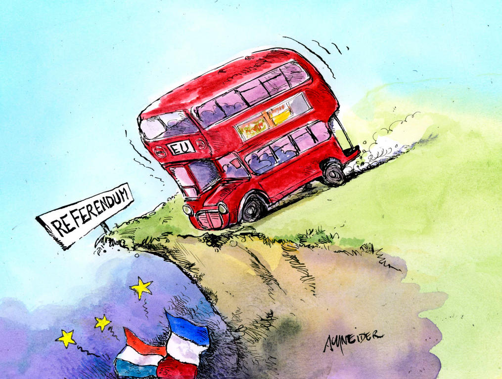 Caricature de Schneider sur l'avenir du référendum britannique concernant le traité constitutionnel (7 juin 2005)