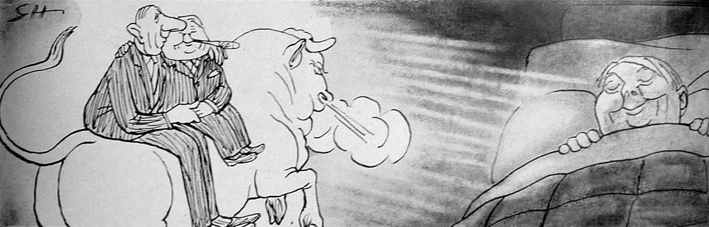 Karikatur von Hentrich zum deutsch-französischen Zweiergespann de Gaulle-Erhard (26. Februar 1966)