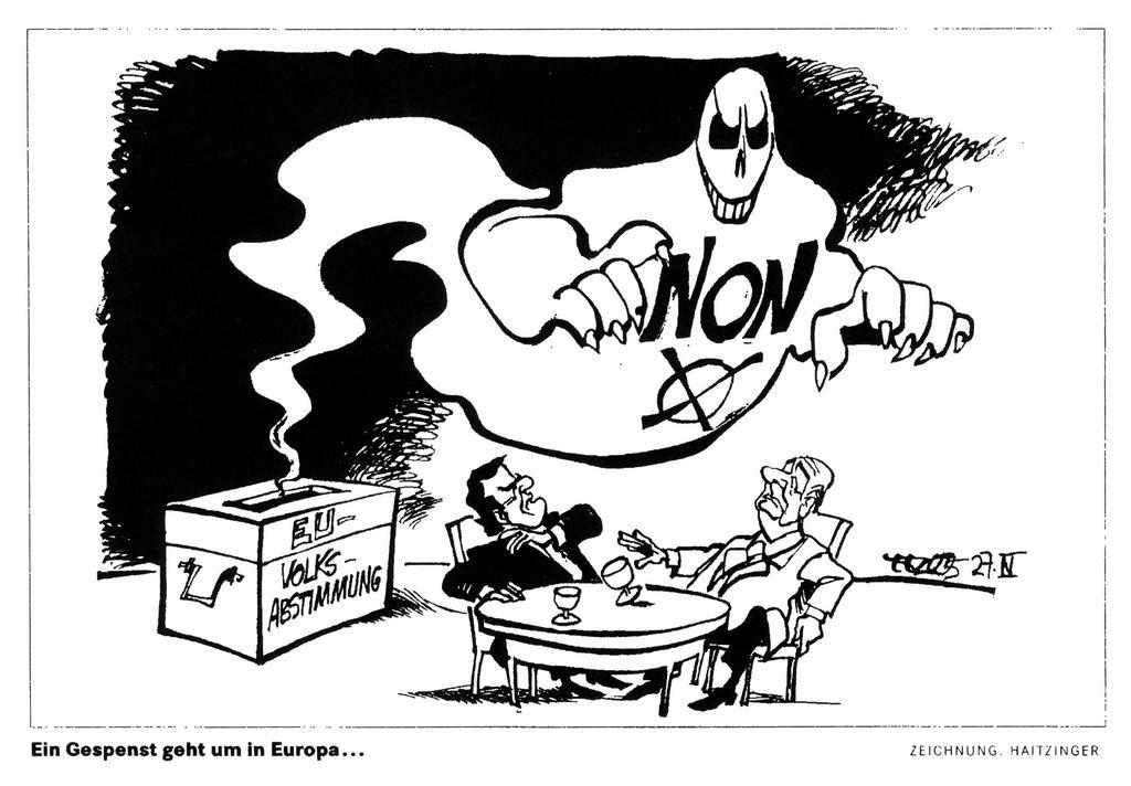 Caricature d'Haitzinger sur la possibilité d'un échec du référendum sur le traité constitutionnel européen (27 avril 2005)