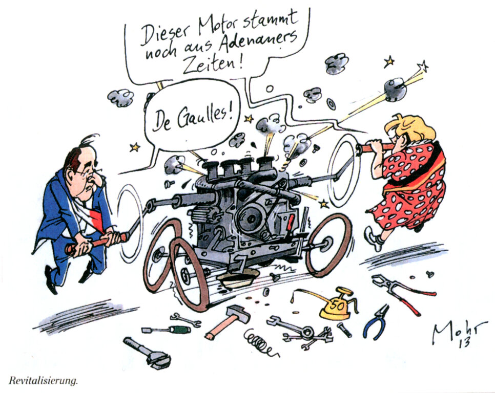Cartoon by Mohr on the revitalisation of the Franco-German duo (23 January 2013)