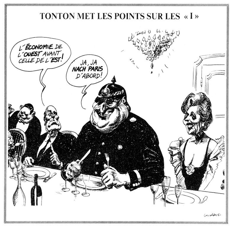Cartoon by Guiraud on the question of German reunification (22 November 1989)