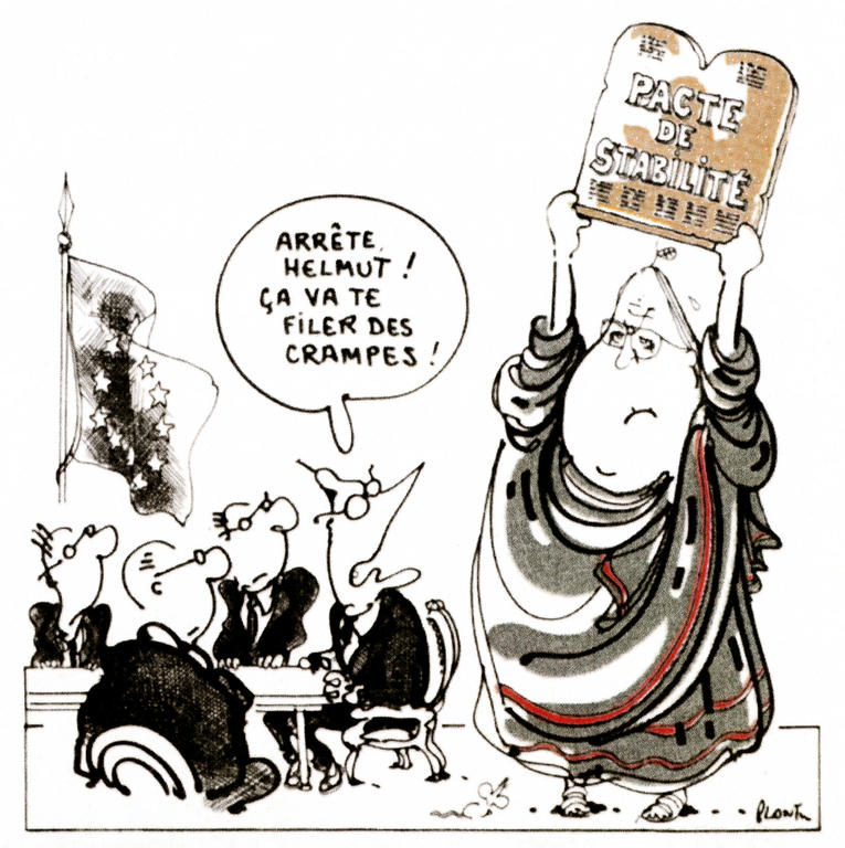 Karikatur von Plantu zum Stabilitäts- und Wachstumspakt (15. Dezember 1996)