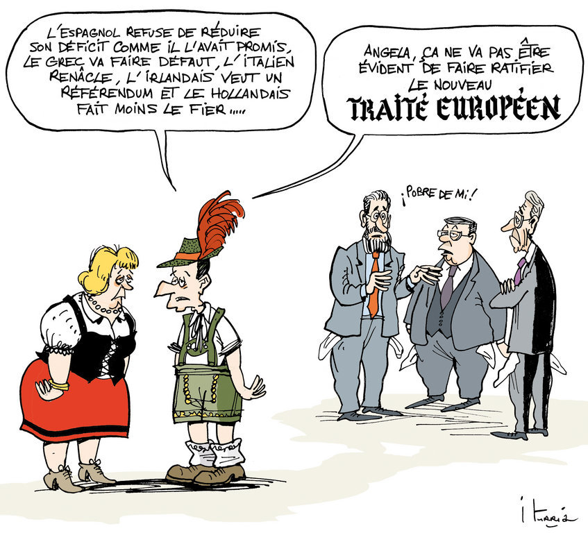 Caricature d’Iturria sur la ratification du pacte budgétaire européen (10 mars 2012)