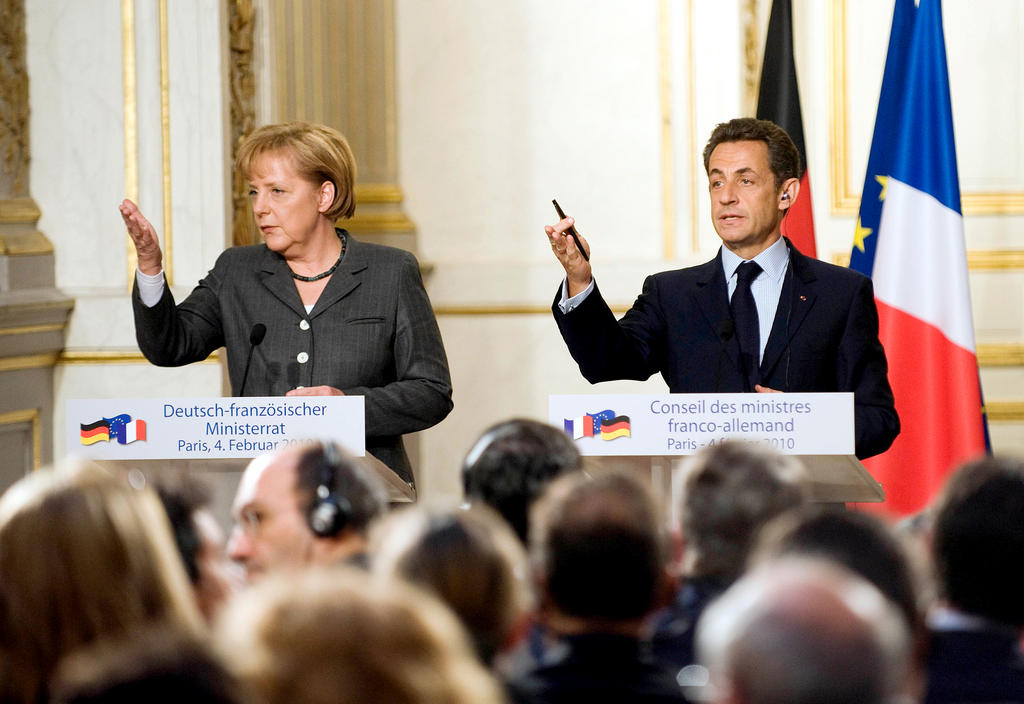 Gemeinsame Pressekonferenz von Angela Merkel und Nicolas Sarkozy im Élysée-Palast (4. Februar 2010)