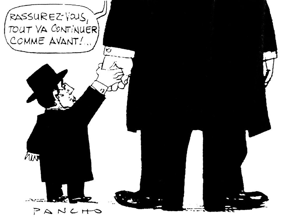 Cartoon by Pancho on the consequences of a possible German reunification (14 October 1989)