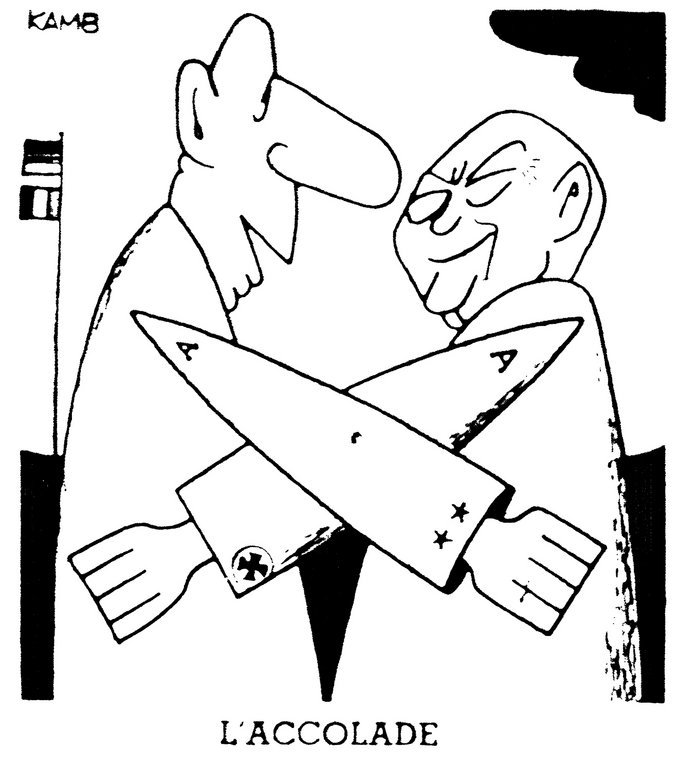 Cartoon by Kamb on the Élysée Treaty (22 January 1963)