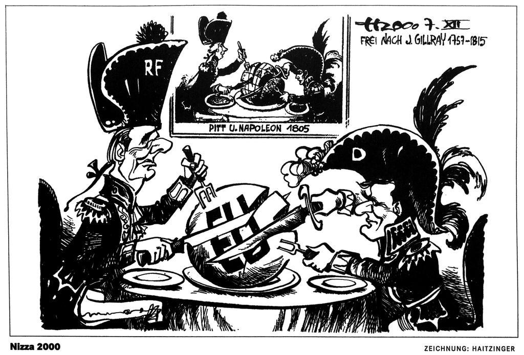 Cartoon by Haitzinger on the issues surrounding the Nice European Council (7 December 2000)