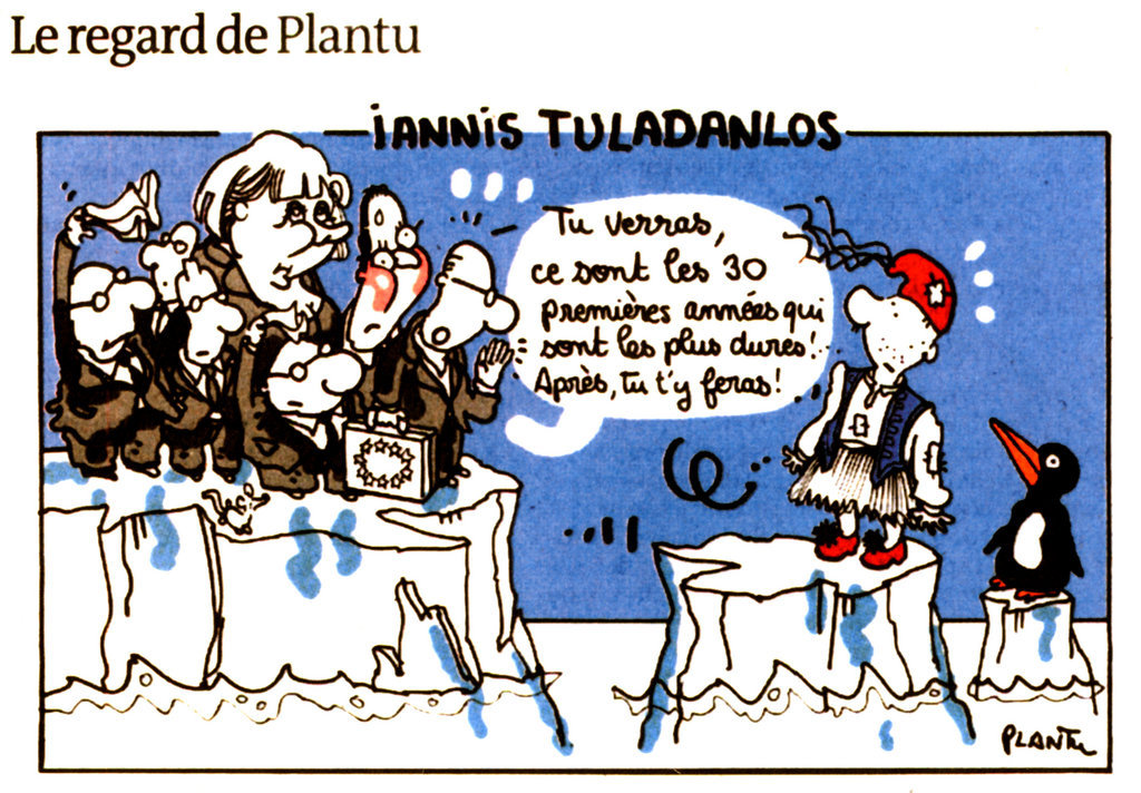 Cartoon by Plantu on the austerity plans in Greece (25 May 2012)