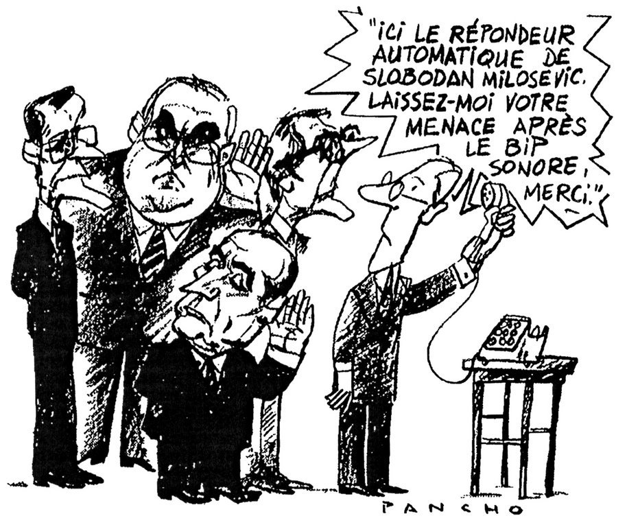 Karikatur von Pancho zum Verhalten der Völkergemeinschaft angesichts des Krieges im ehemaligen Jugoslawien (8. Januar 1993)