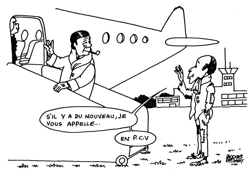 Karikatur von Faizant zur den Beziehungen zwischen Valéry Giscard d'Estaing und Helmut Schmidt (5. Februar 1975)