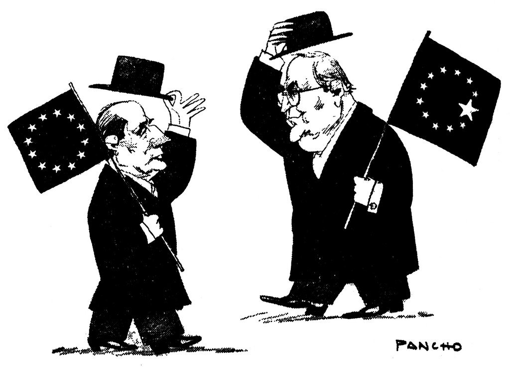 Caricature de Pancho sur la question de l'avenir de l'Allemagne au sein de l'UE (21 décembre 1989)