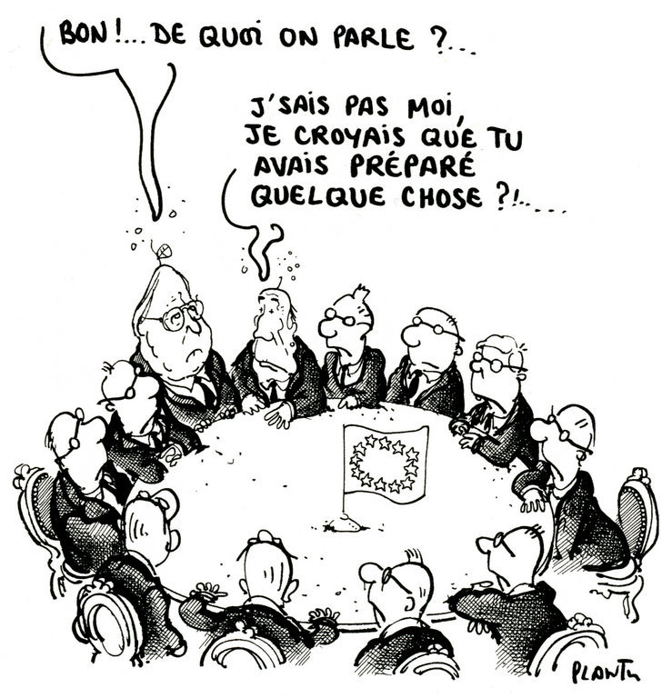 Caricature de Plantu sur la question de la relance économique de l'Europe (30 octobre 1993)