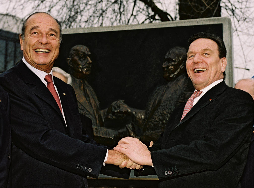 Jacques Chirac et Gerhard Schröder: 40<sup>e</sup> anniversaire de la signature du traité de l'Élysée (23 janvier 2003)