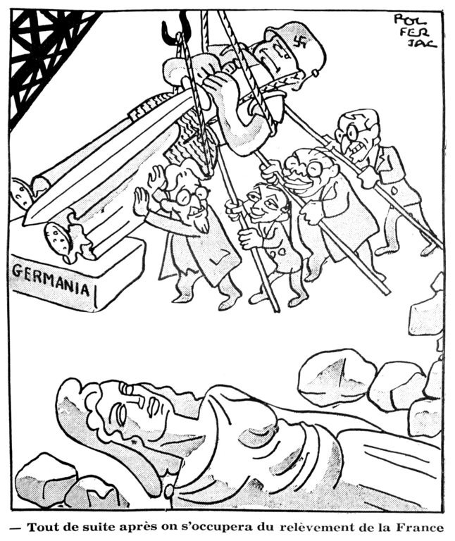 Karikatur von Ferjac zum Wiederaufbau Nachkriegsdeutschlands (23. September 1947)