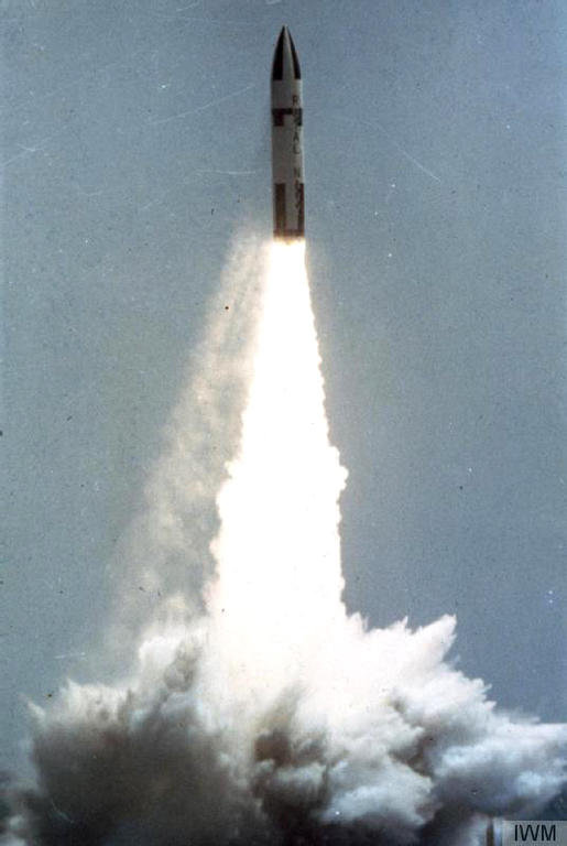 Launch of a sea-to-surface strategic ballistic Polaris A3 missile by a British submarine