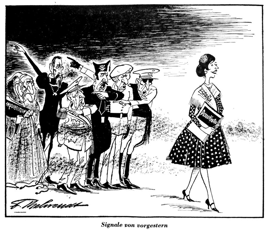 Cartoon by Behrendt on Spain’s transition to democracy (30 May 1981)